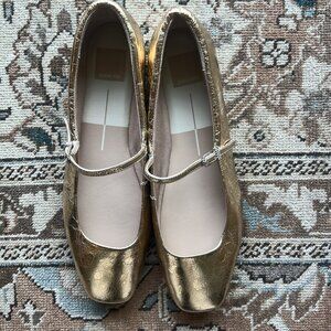 NWOT Dolce Vita  Gold Metallic Square Toe Mary Jane Flats